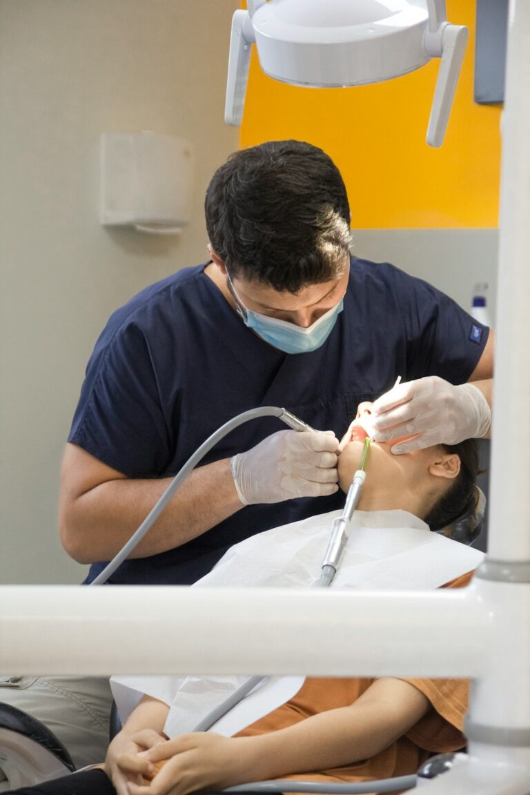 Dentist working on a dental filling procedure