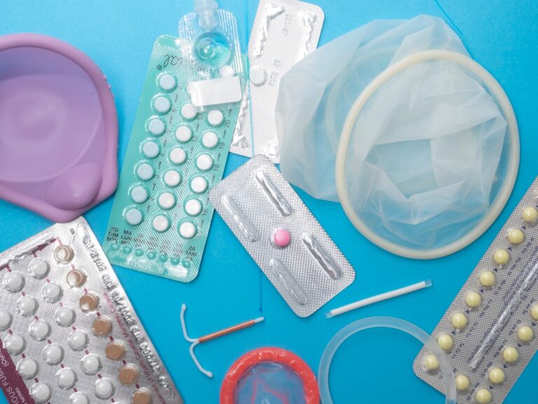 A selection of contraceptive and reproductive health supplies