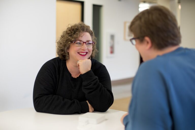 Client speaking one-on-one with a therapist
