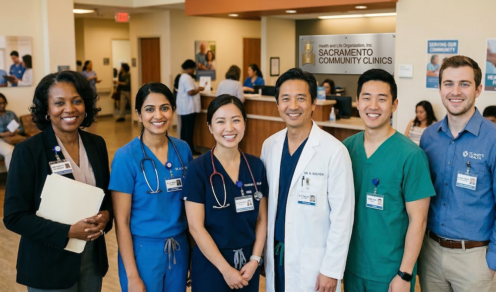 A healthcare professional at a HALO community clinic in Sacramento